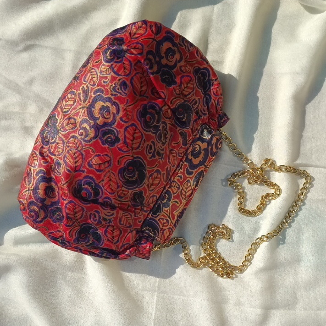 Vtg Carlos Falchi Leather Floral Evening Clutch Bag Gold Chain Romantic Goth